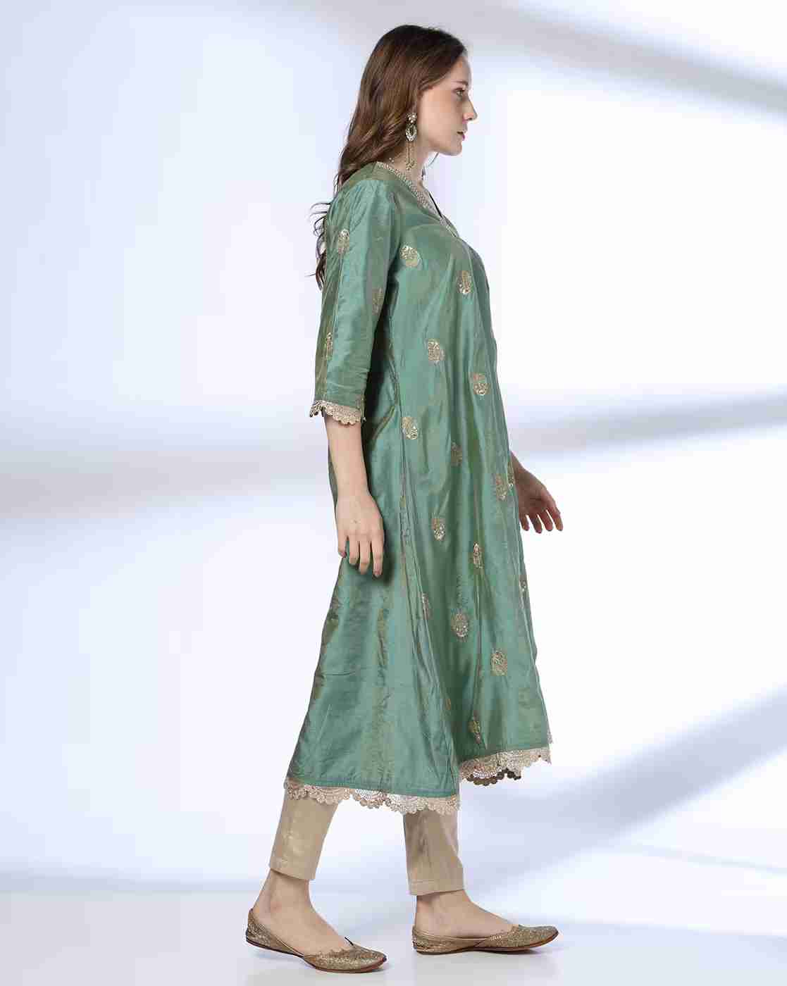 AVAASA MIX N' MATCH | Women Embroidered A-Line Kurta|1
