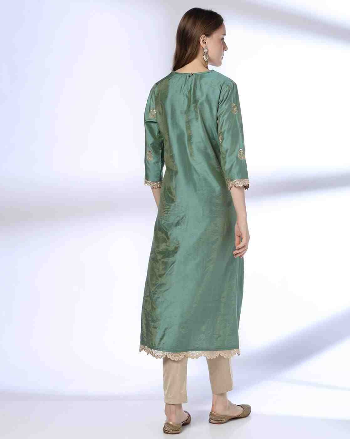 AVAASA MIX N' MATCH | Women Embroidered A-Line Kurta|2