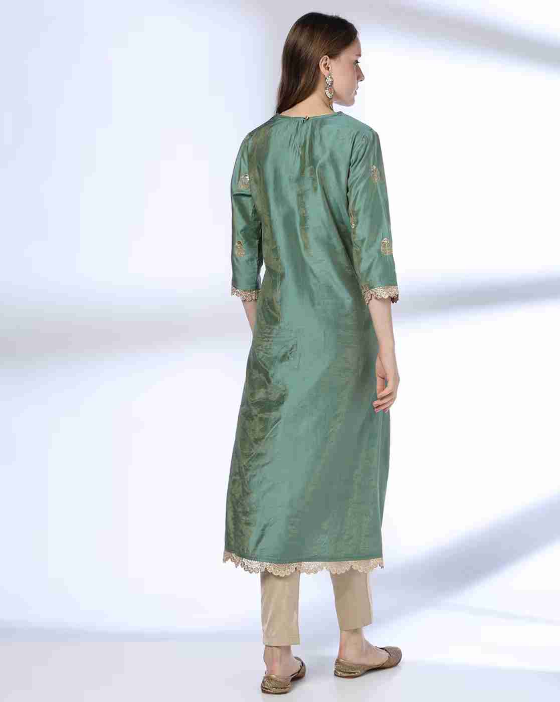 AVAASA MIX N' MATCH | Women Embroidered A-Line Kurta|2