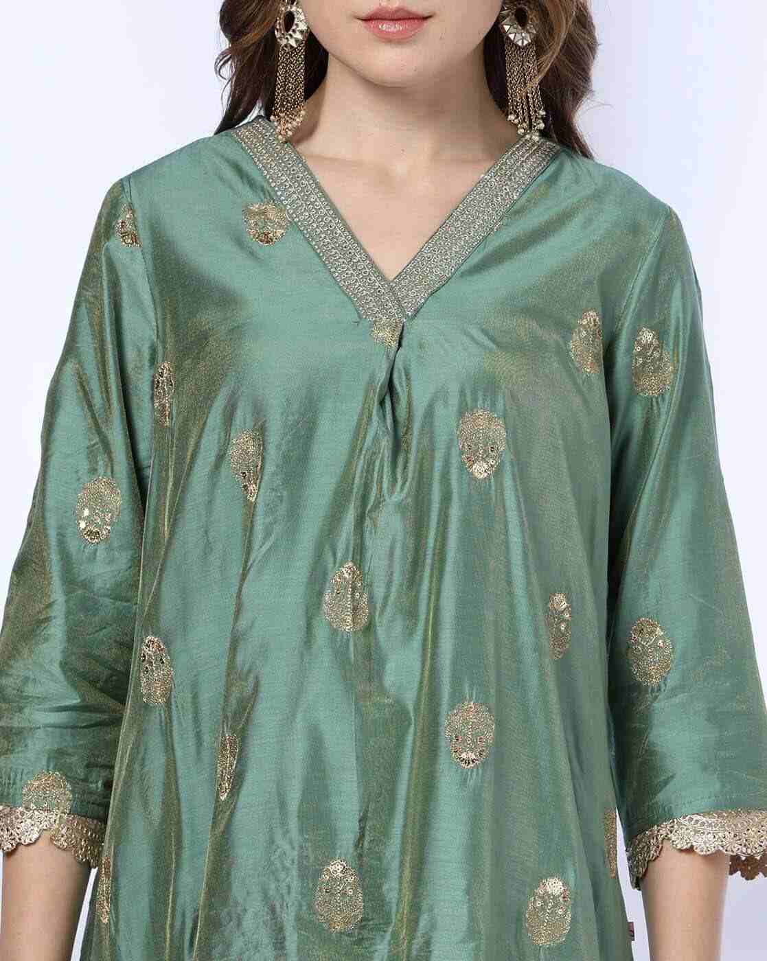 AVAASA MIX N' MATCH | Women Embroidered A-Line Kurta|3