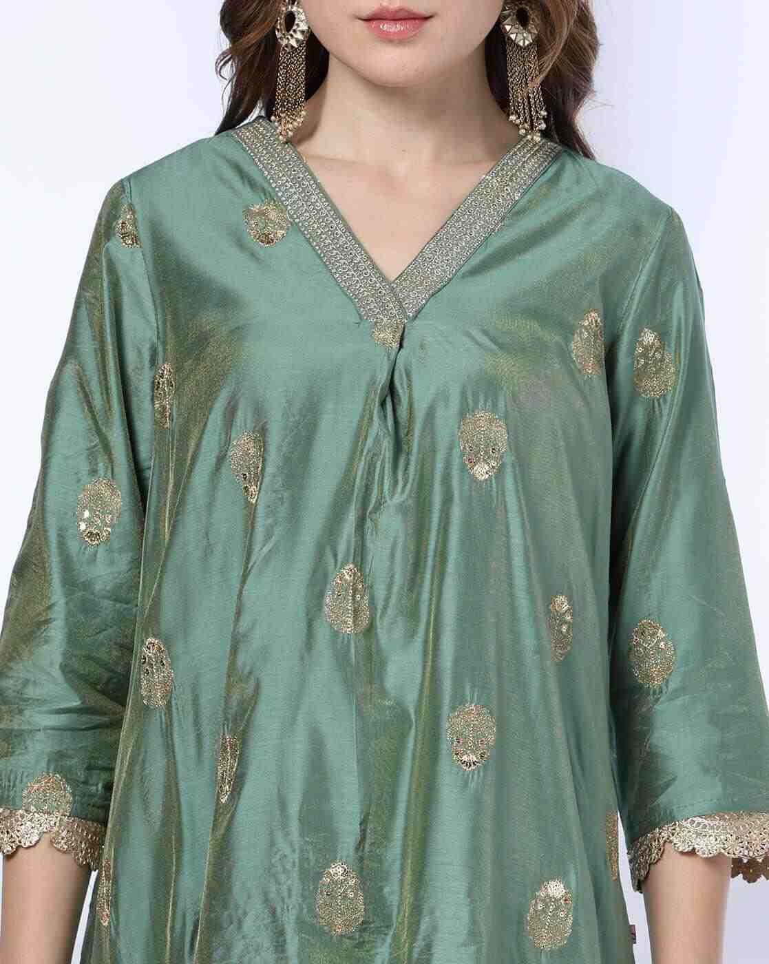 AVAASA MIX N' MATCH | Women Embroidered A-Line Kurta|3
