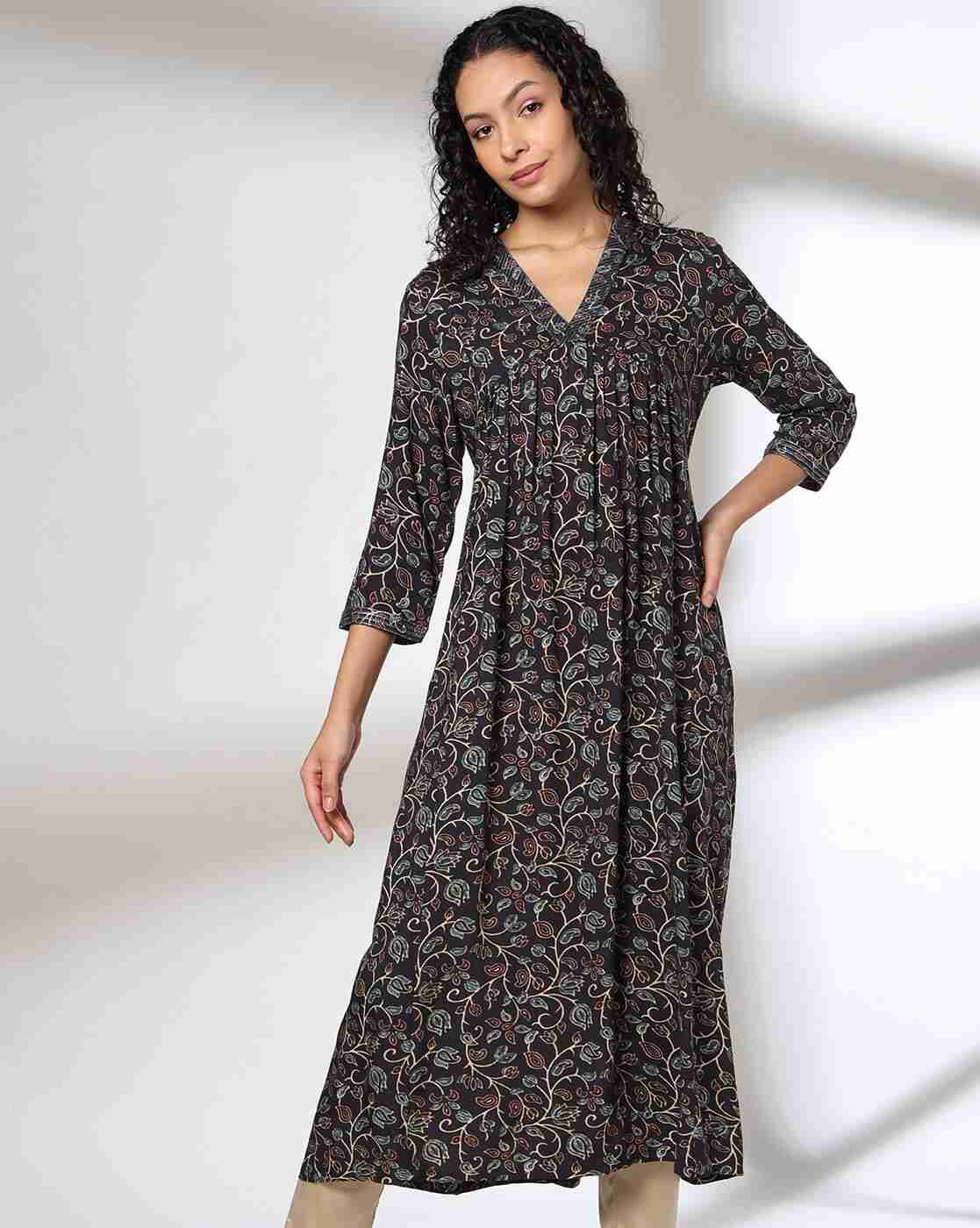 AVAASA MIX N' MATCH | Women Printed A-Line Kurta|0