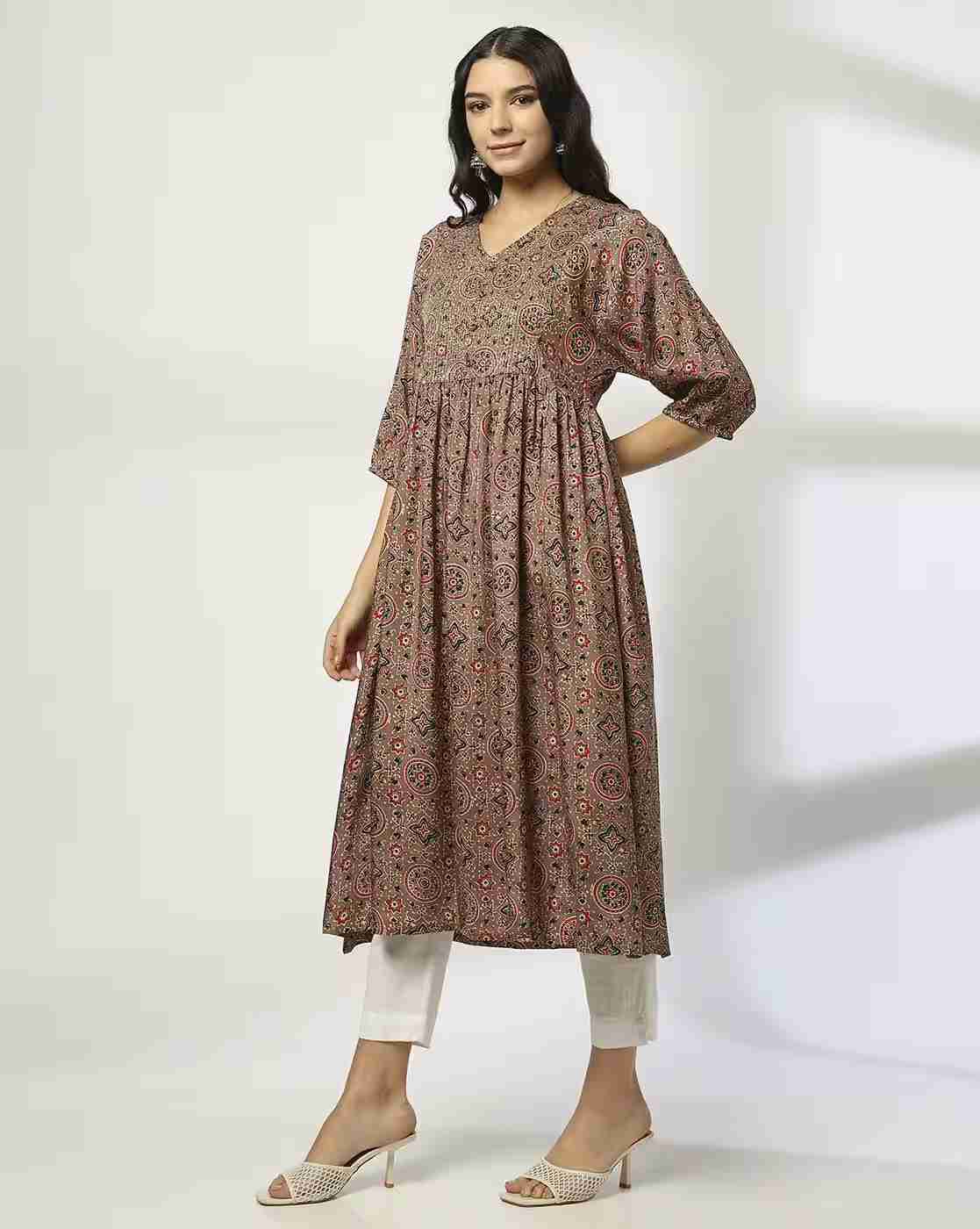 AVAASA MIX N' MATCH | Women Printed A-Line Kurta|1