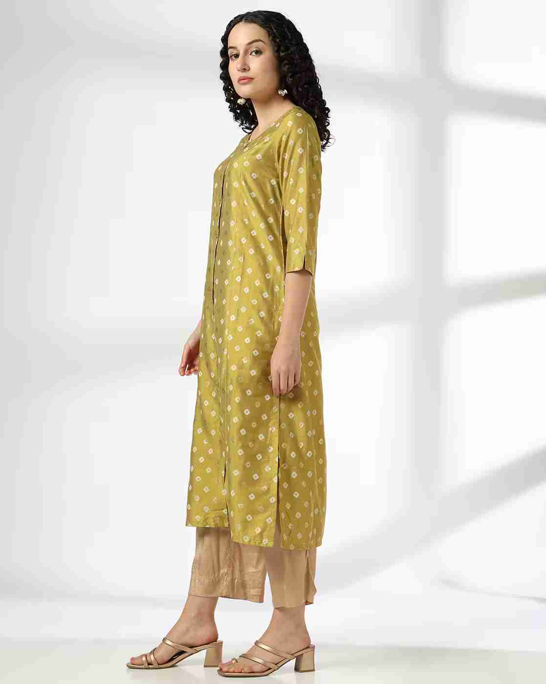 AVAASA MIX N' MATCH | Women Geometric Print Straight Kurta|1