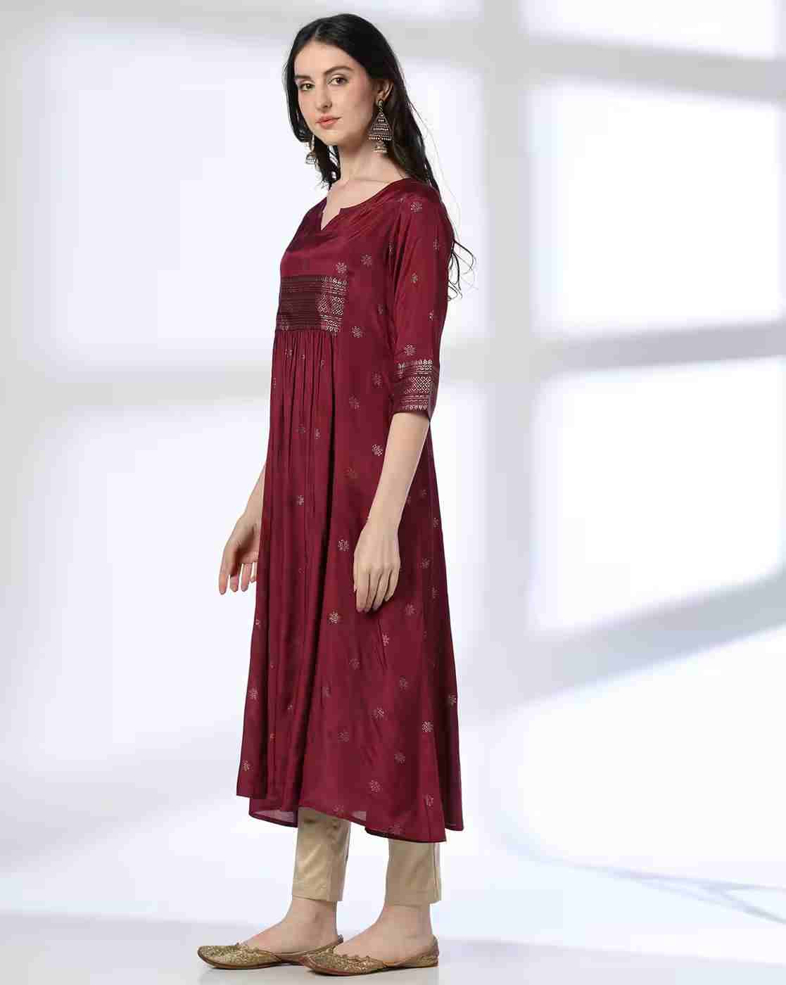 AVAASA MIX N' MATCH | Women Printed Flared Kurta|1