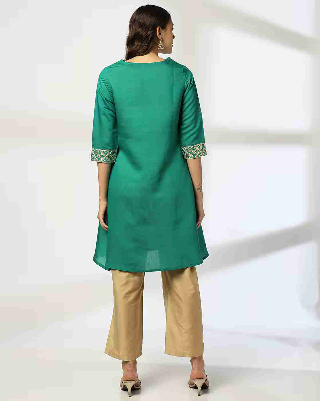 AVAASA MIX N' MATCH | Women A-Line Kurta with Printed Neckline|2