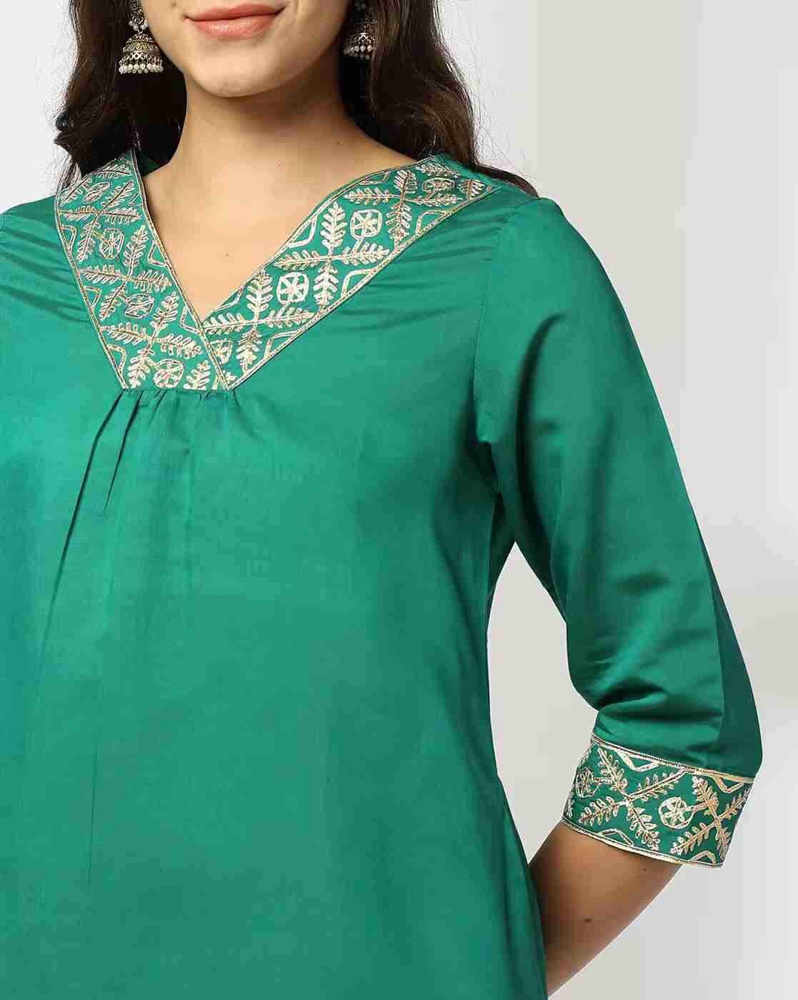 AVAASA MIX N' MATCH | Women A-Line Kurta with Printed Neckline|4