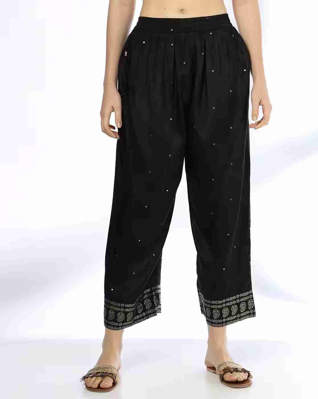 AVAASA MIX N' MATCH | Women Embellished Mid-Rise Pants|0