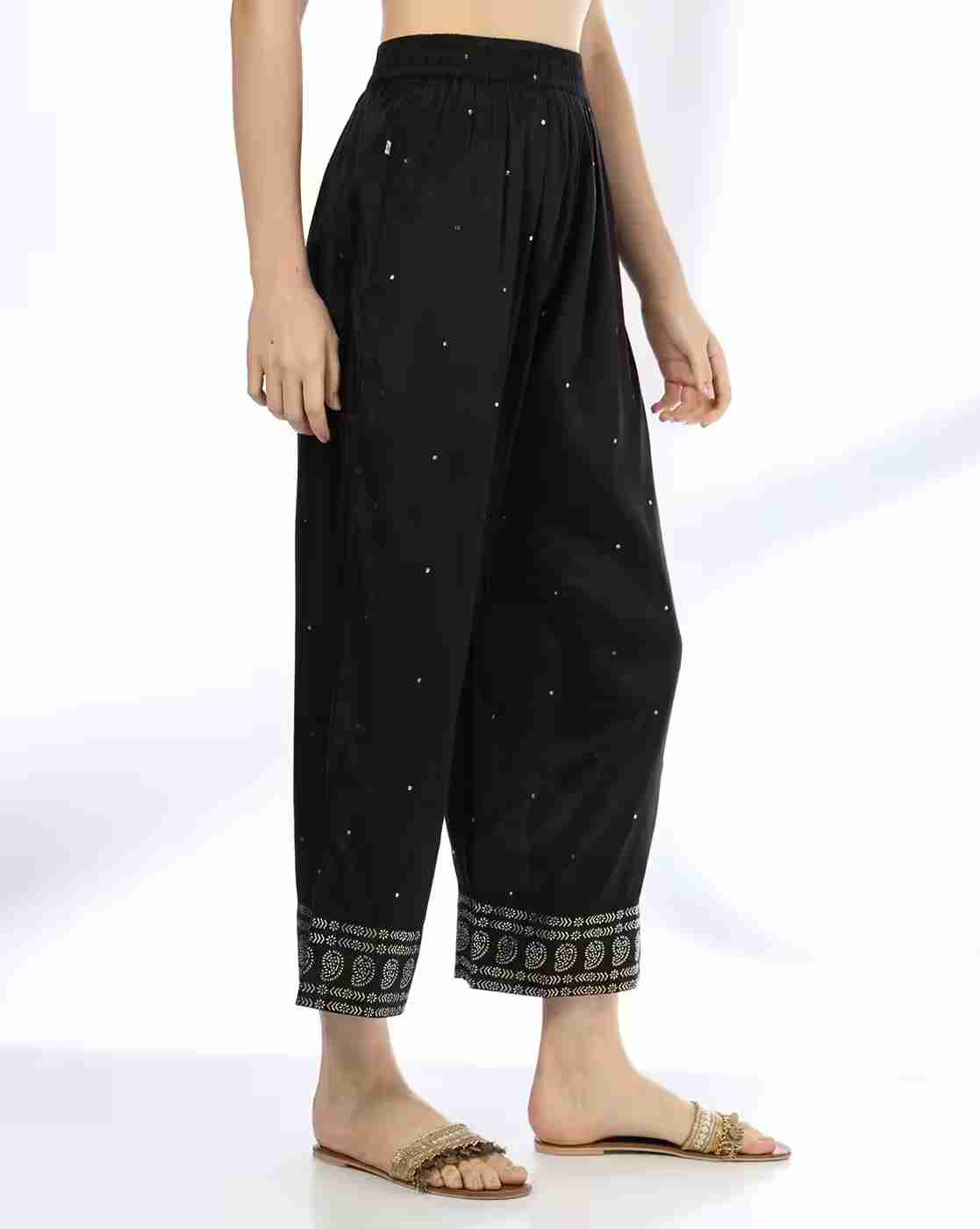 AVAASA MIX N' MATCH | Women Embellished Mid-Rise Pants|1