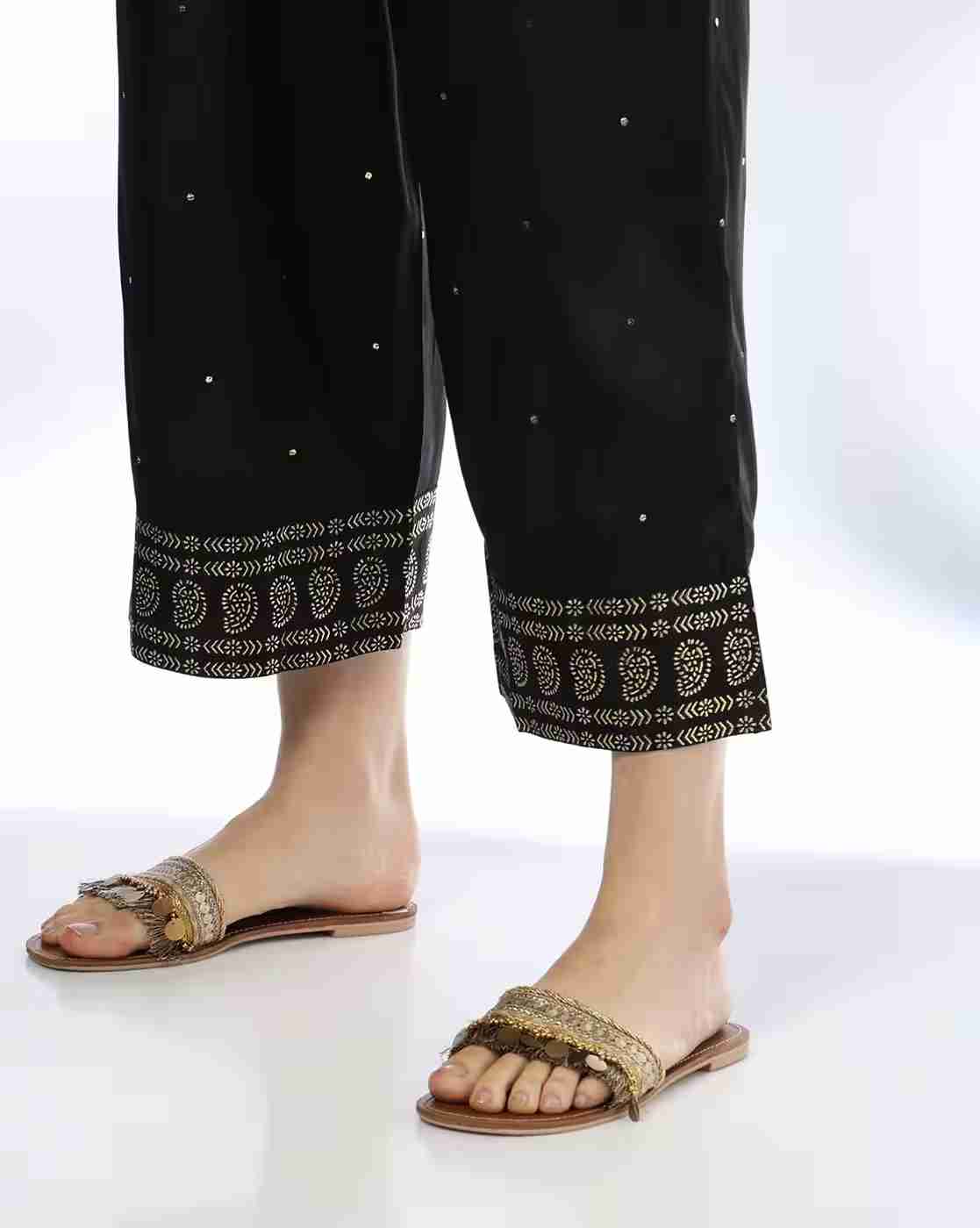 AVAASA MIX N' MATCH | Women Embellished Mid-Rise Pants|4