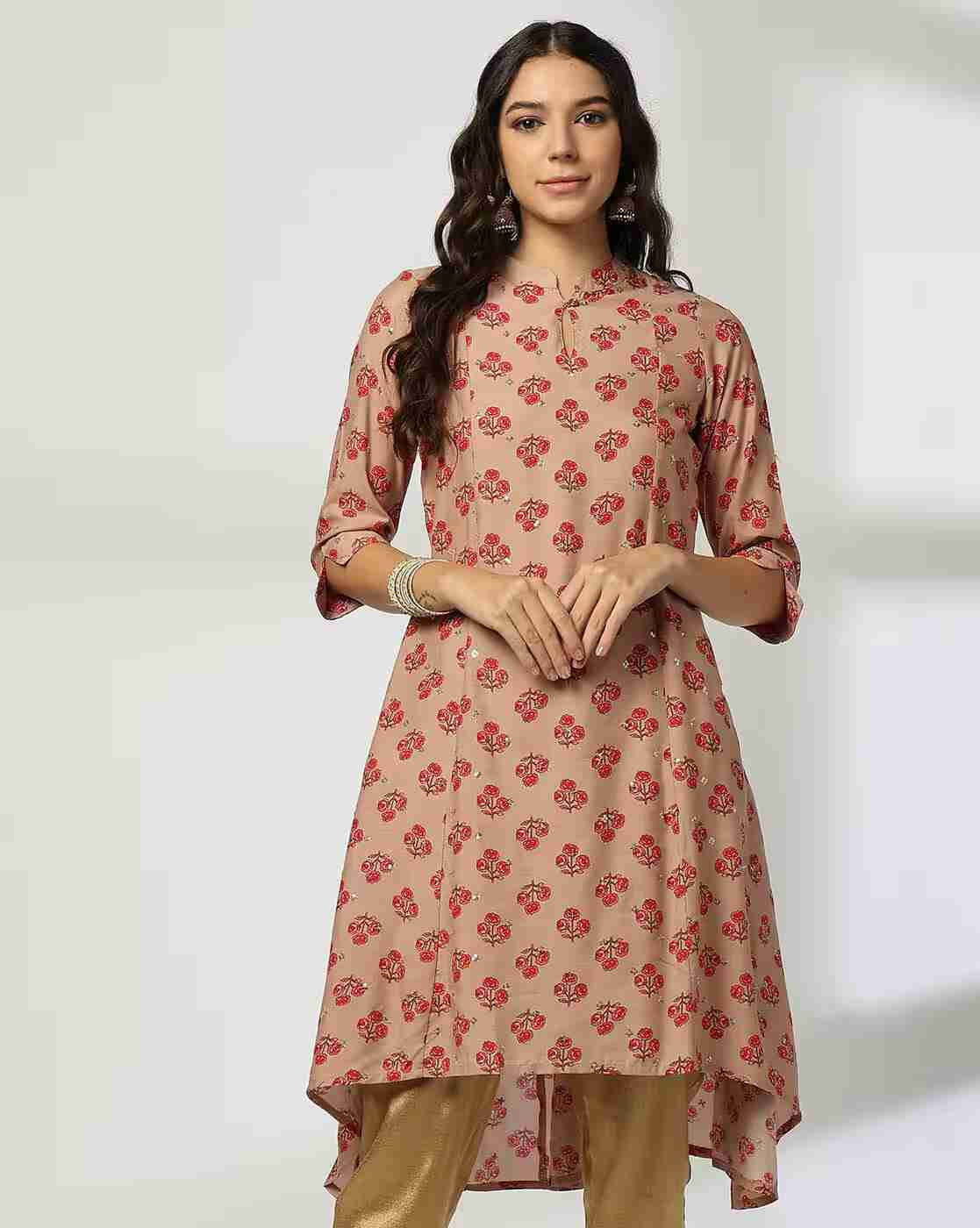 AVAASA MIX N' MATCH | Women Floral Print A-Line Kurta|0