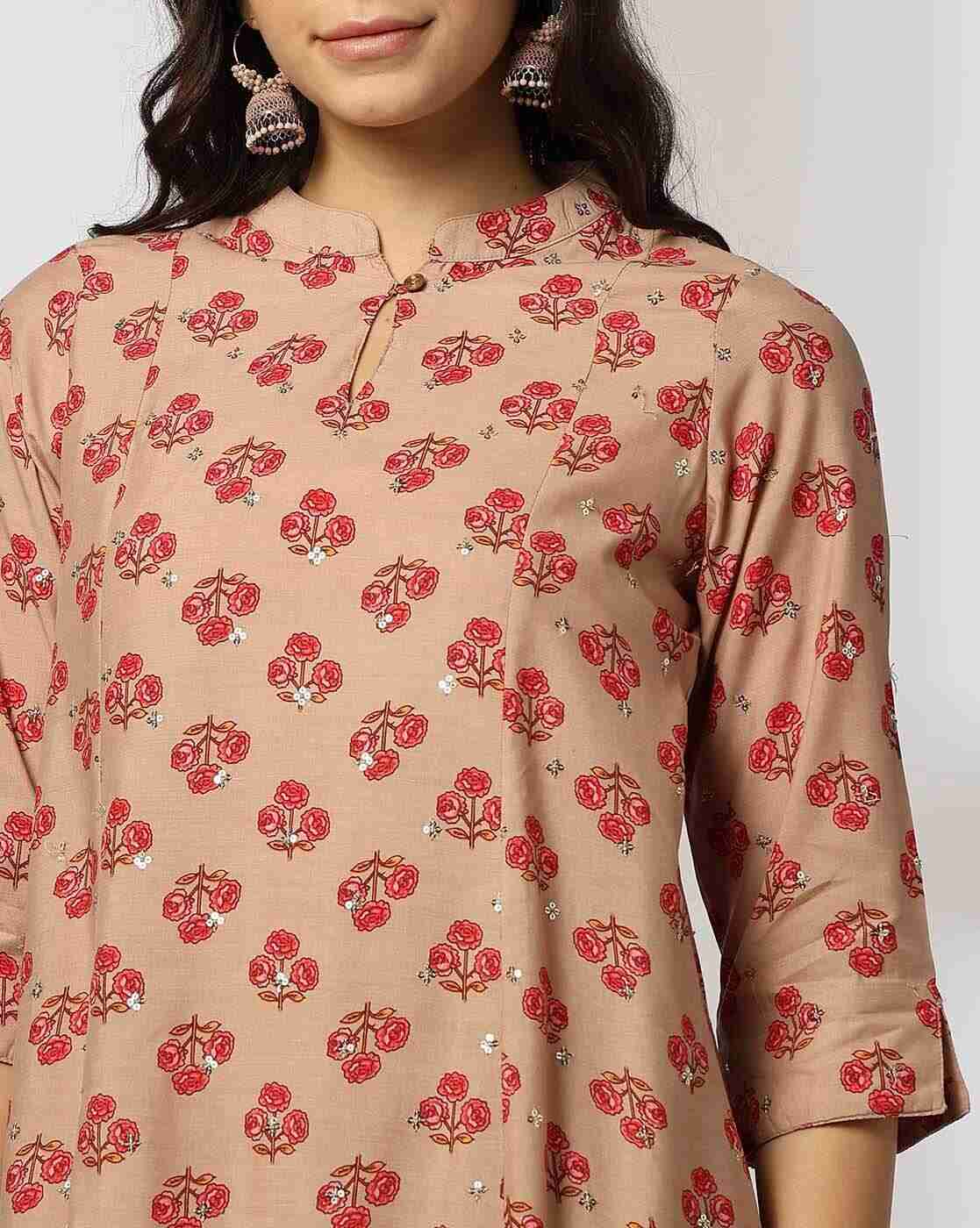 AVAASA MIX N' MATCH | Women Floral Print A-Line Kurta|3
