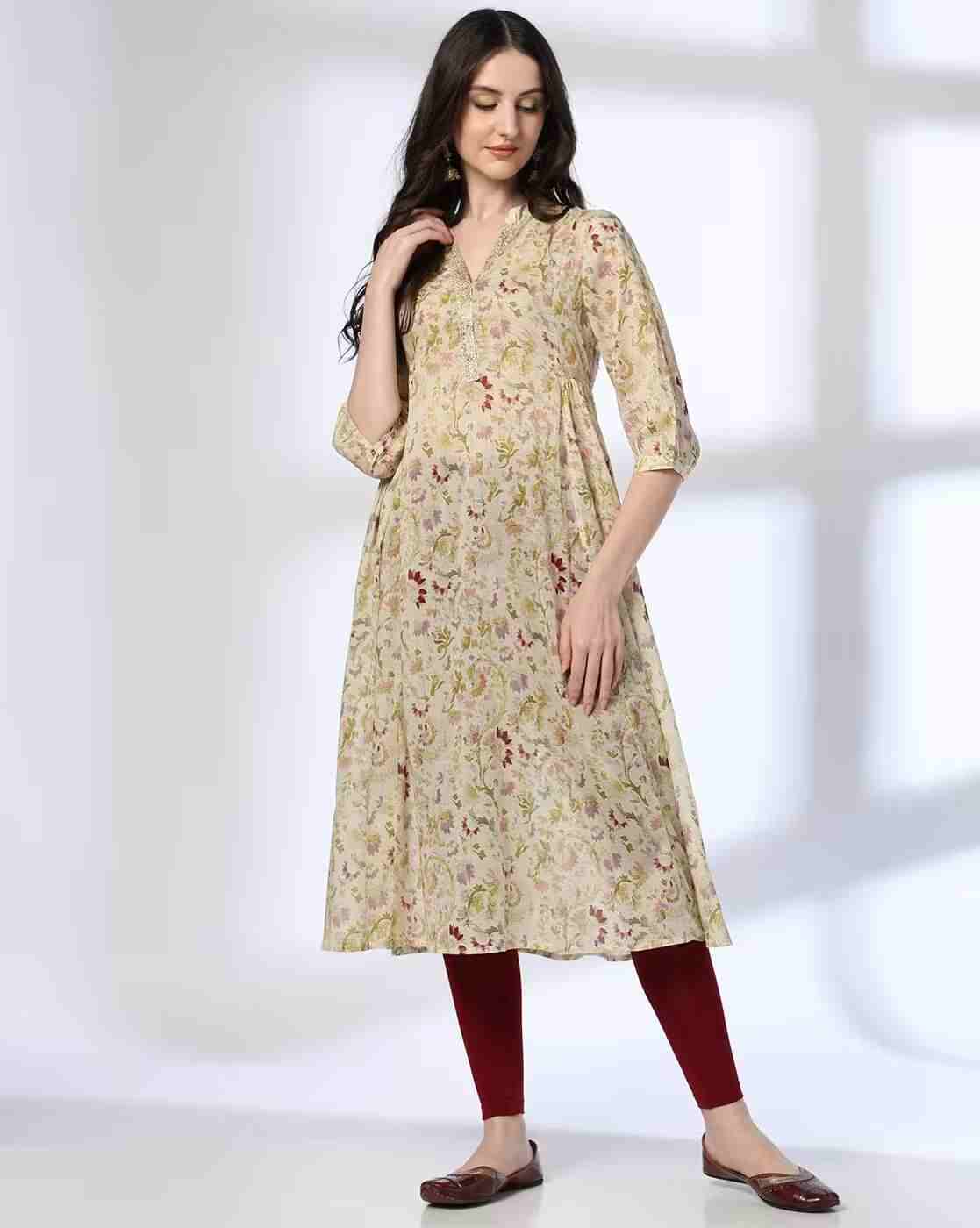 AVAASA MIX N' MATCH | Women Floral Print Flared Kurta|0