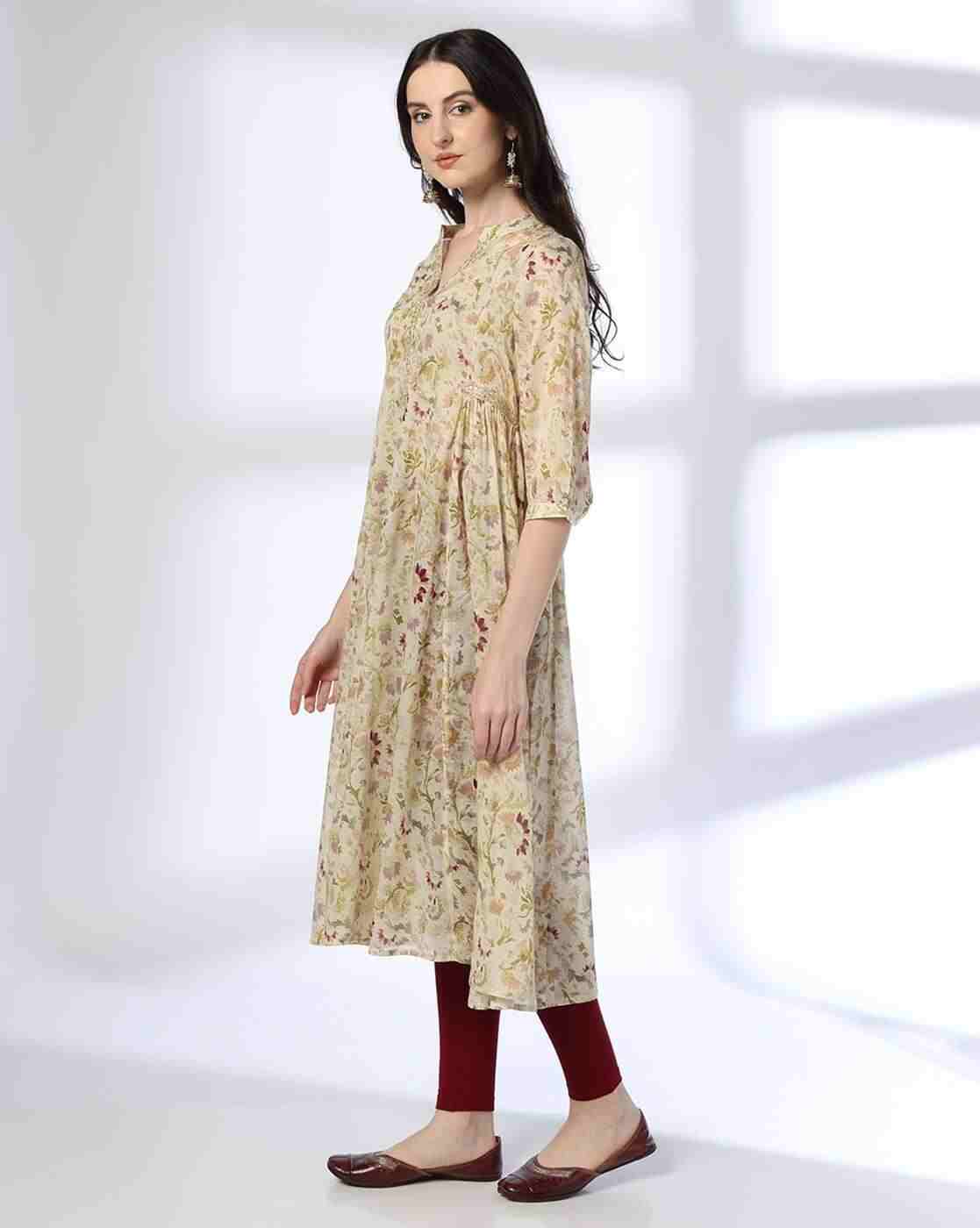 AVAASA MIX N' MATCH | Women Floral Print Flared Kurta|1
