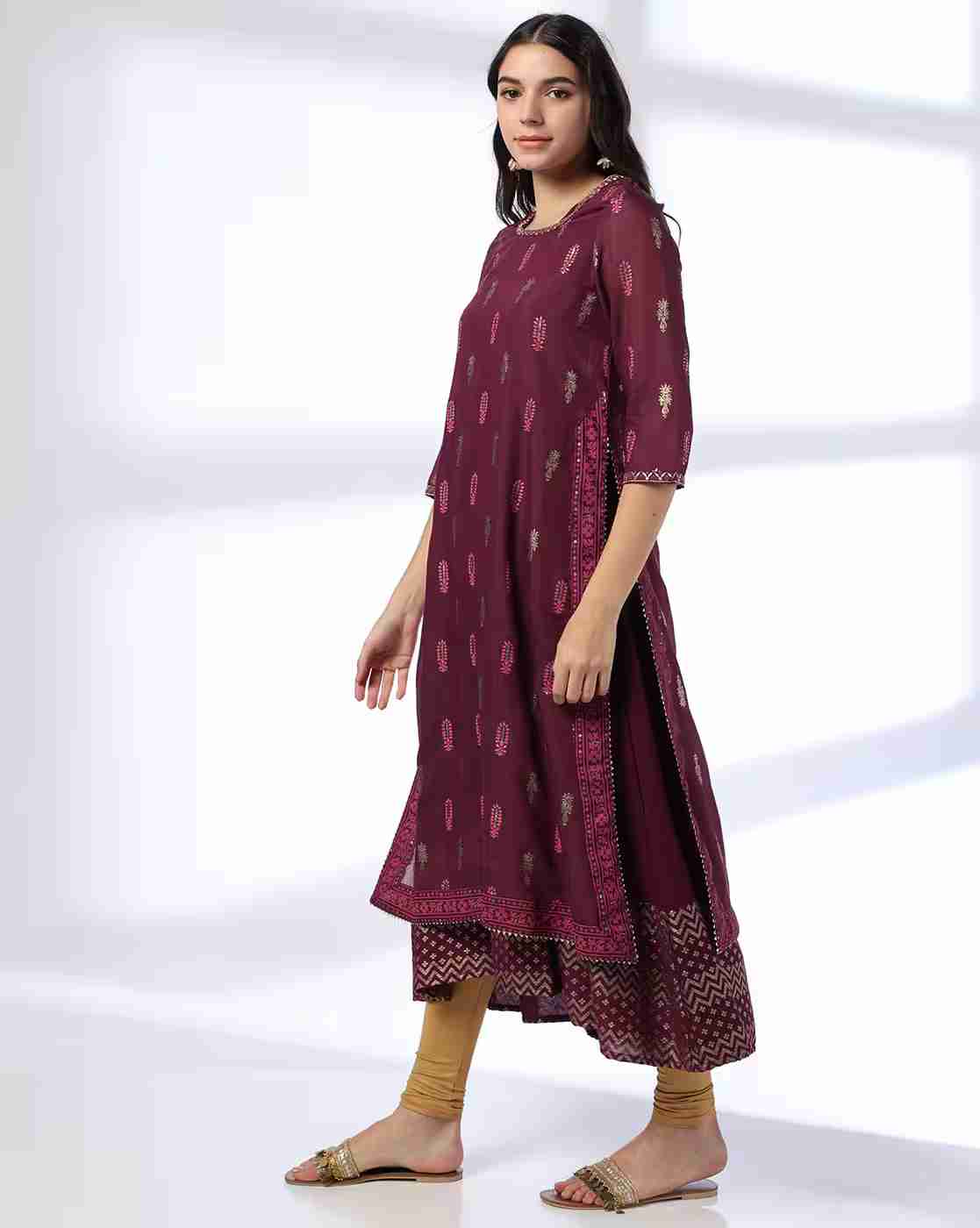 AVAASA MIX N' MATCH | Women Floral Print Layered Straight Kurta|1