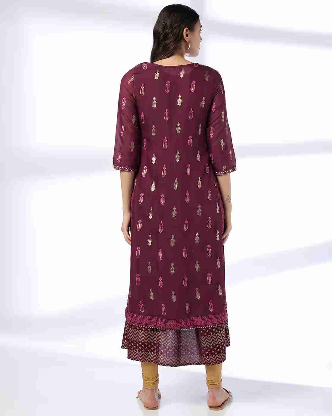 AVAASA MIX N' MATCH | Women Floral Print Layered Straight Kurta|2