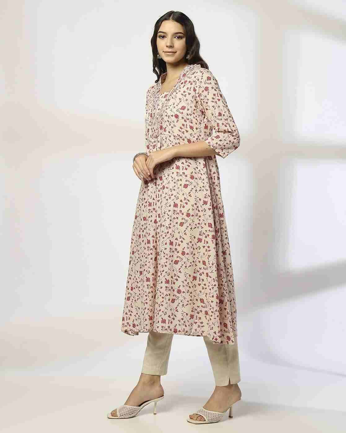 AVAASA MIX N' MATCH | Women Floral Print A-Line Kurta|1