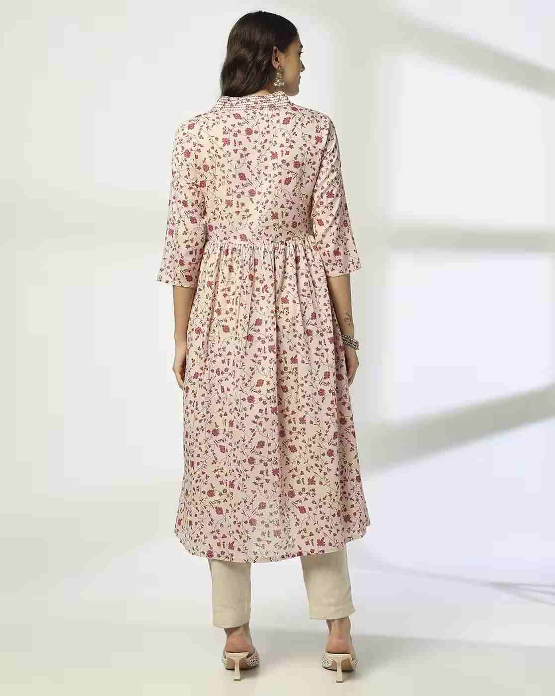 AVAASA MIX N' MATCH | Women Floral Print A-Line Kurta|2