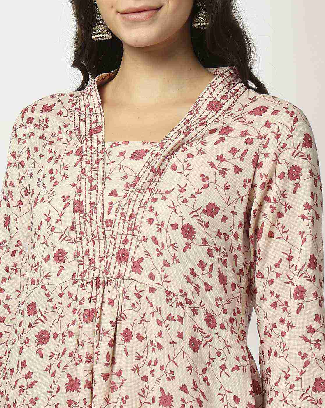 AVAASA MIX N' MATCH | Women Floral Print A-Line Kurta|3