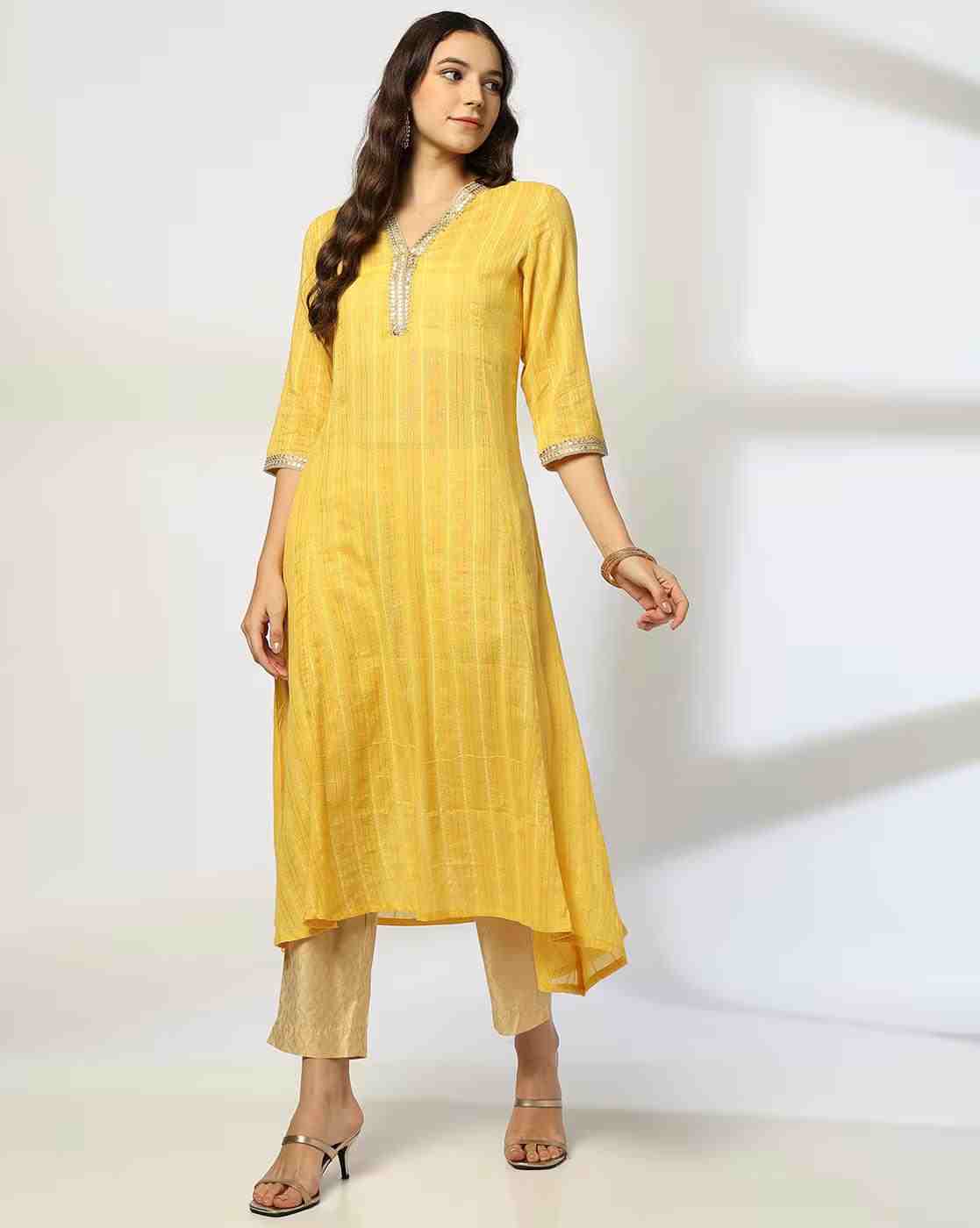 AVAASA MIX N' MATCH | Women Sequinned A-Line Kurta|0