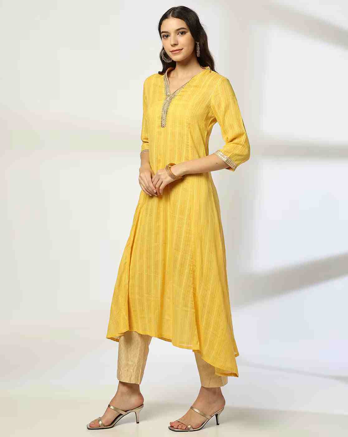 AVAASA MIX N' MATCH | Women Sequinned A-Line Kurta|1