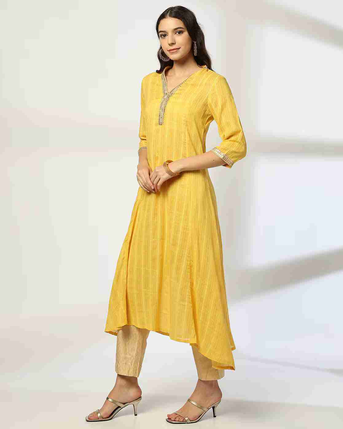 AVAASA MIX N' MATCH | Women Sequinned A-Line Kurta|1