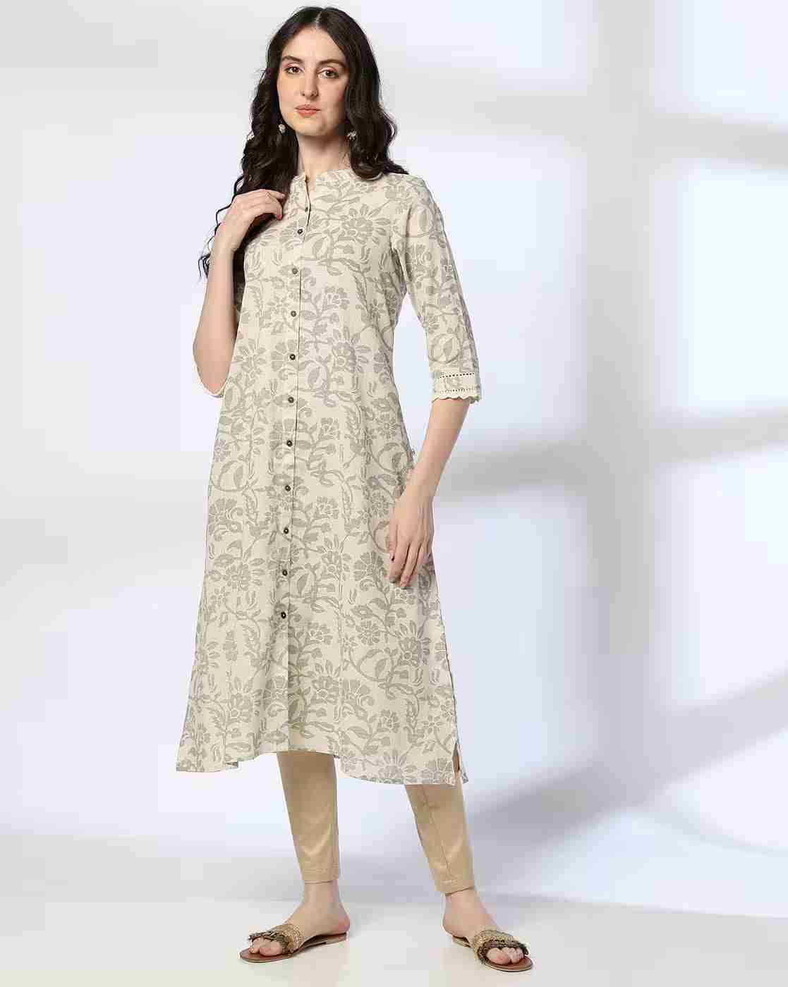 AVAASA MIX N' MATCH | Women Floral Print A-Line Kurta|0