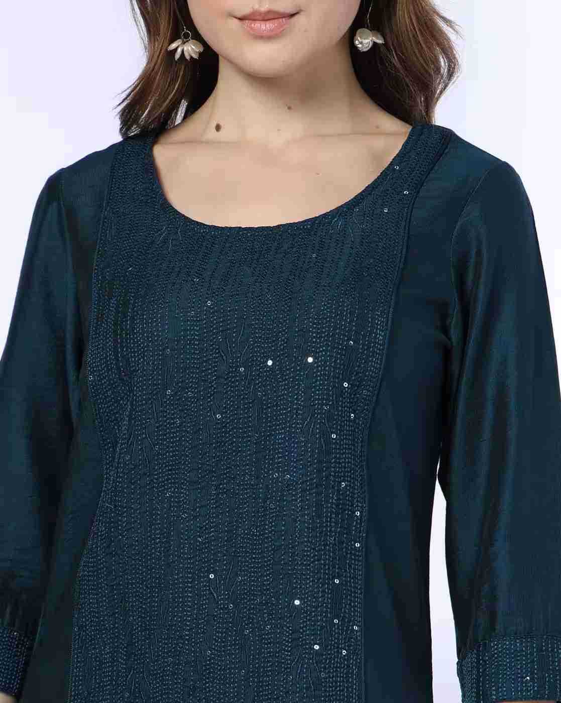 AVAASA MIX N' MATCH | Women Embroidered Straight Kurta|3