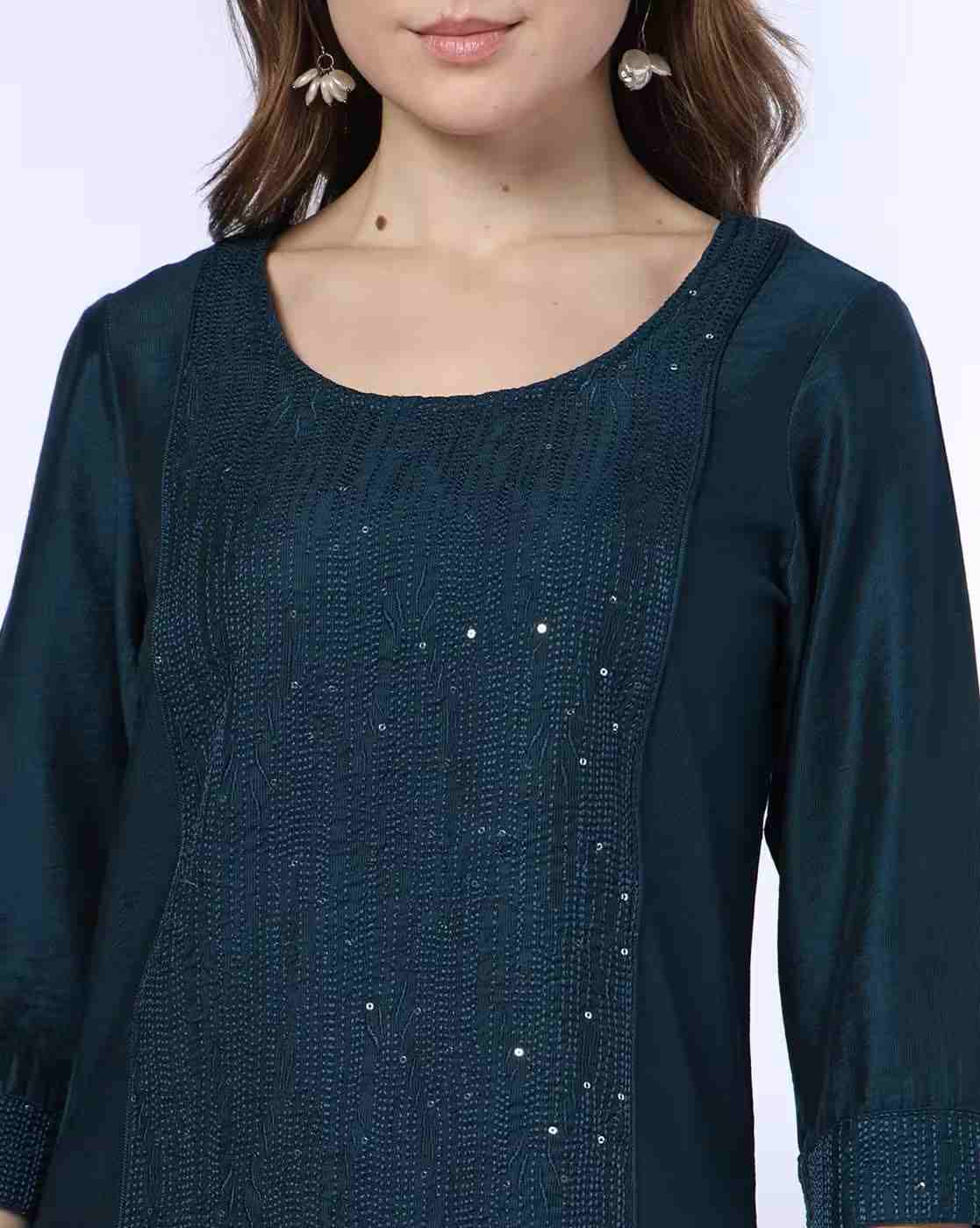 AVAASA MIX N' MATCH | Women Embroidered Straight Kurta|3