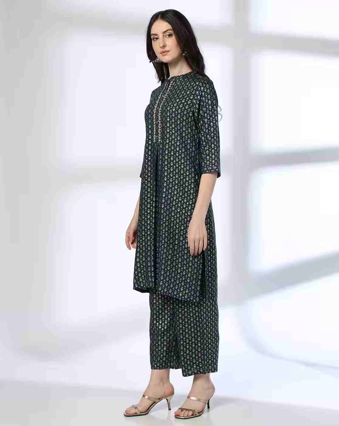 AVAASA MIX N' MATCH | Women Printed Straight Kurta & Pant Set|1