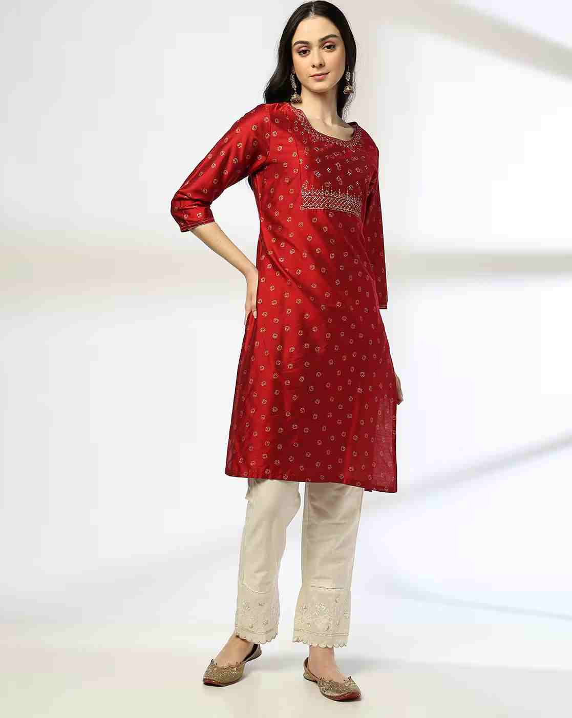 AVAASA MIX N' MATCH | Women Embroidered Straight Kurta|3