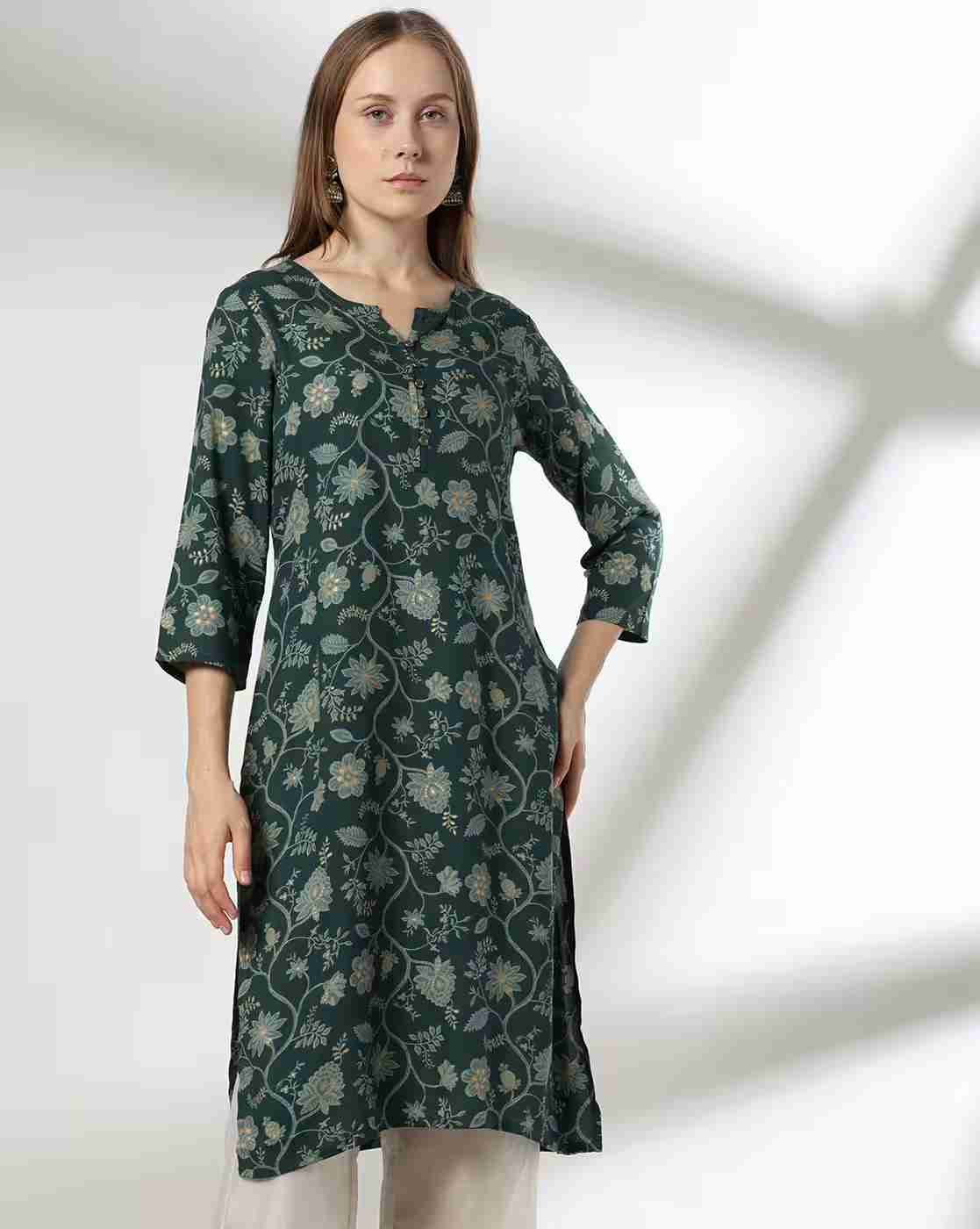 AVAASA MIX N' MATCH | Women Floral Print Straight Kurta|0