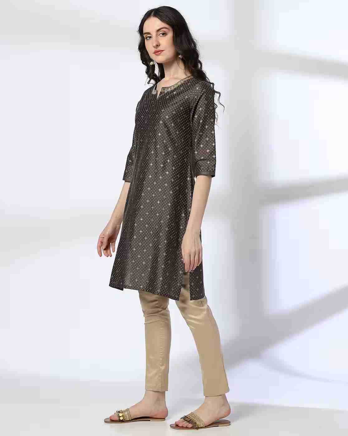 AVAASA MIX N' MATCH | Women Bandhani Print Straight Kurta|1