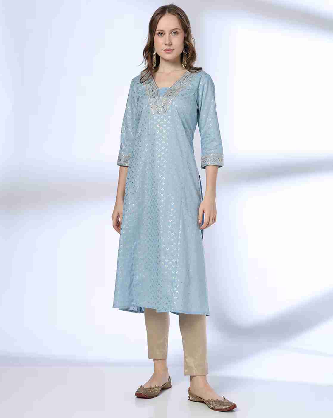 AVAASA MIX N' MATCH | Women Printed A-Line Kurta|0