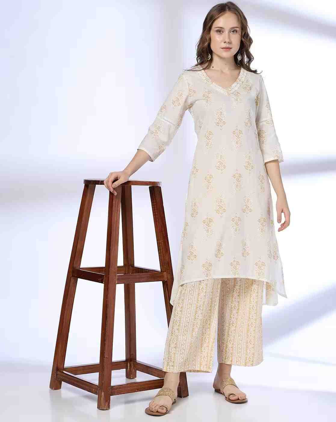AVAASA MIX N' MATCH | Women Floral Print A-line Kurta & Pants Set|0