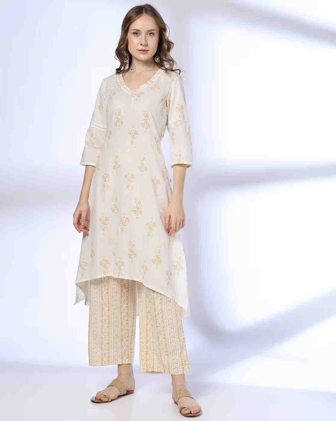 AVAASA MIX N' MATCH | Women Floral Print A-line Kurta & Pants Set|1