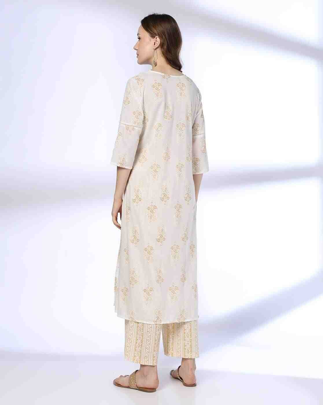 AVAASA MIX N' MATCH | Women Floral Print A-line Kurta & Pants Set|3
