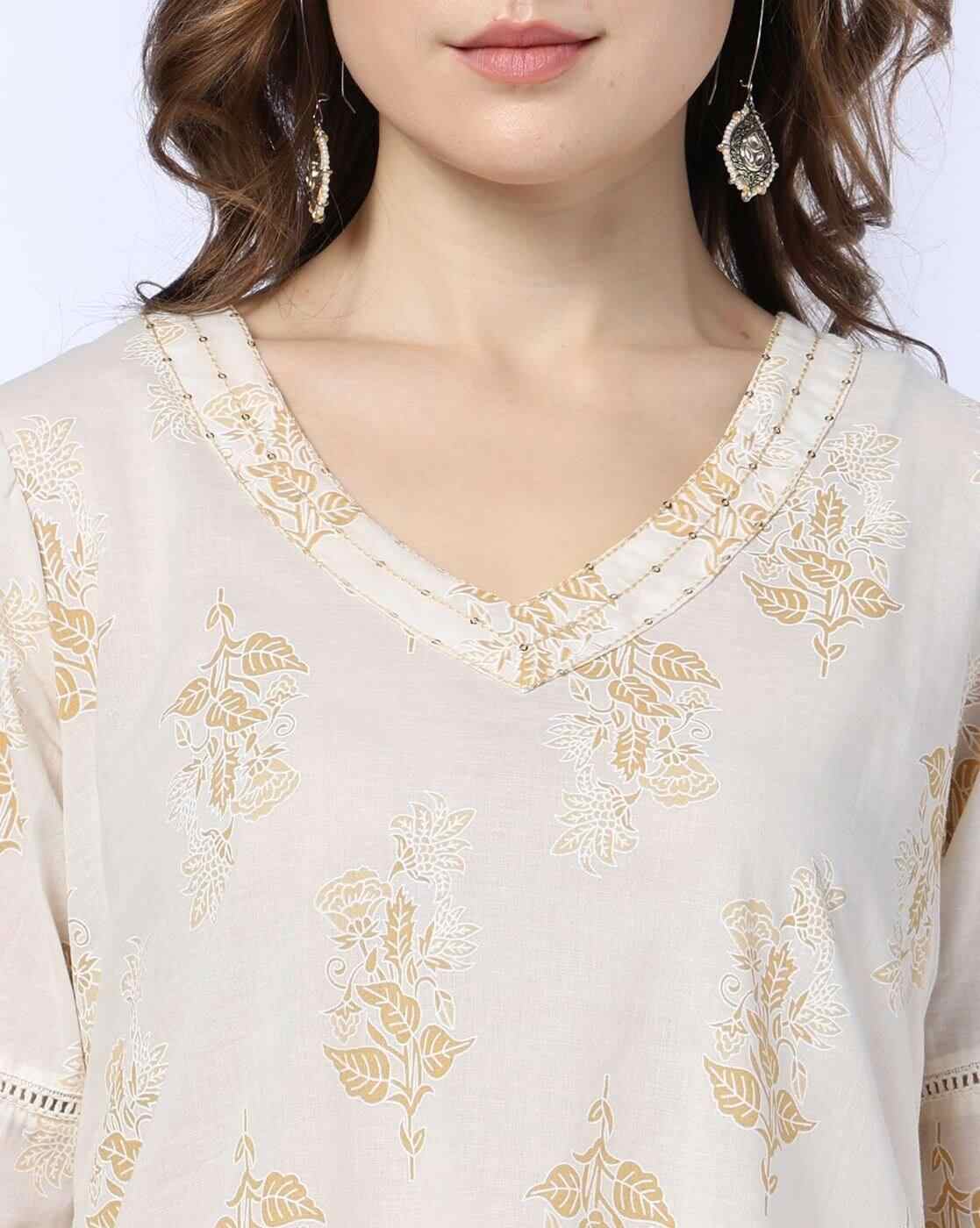 AVAASA MIX N' MATCH | Women Floral Print A-line Kurta & Pants Set|4
