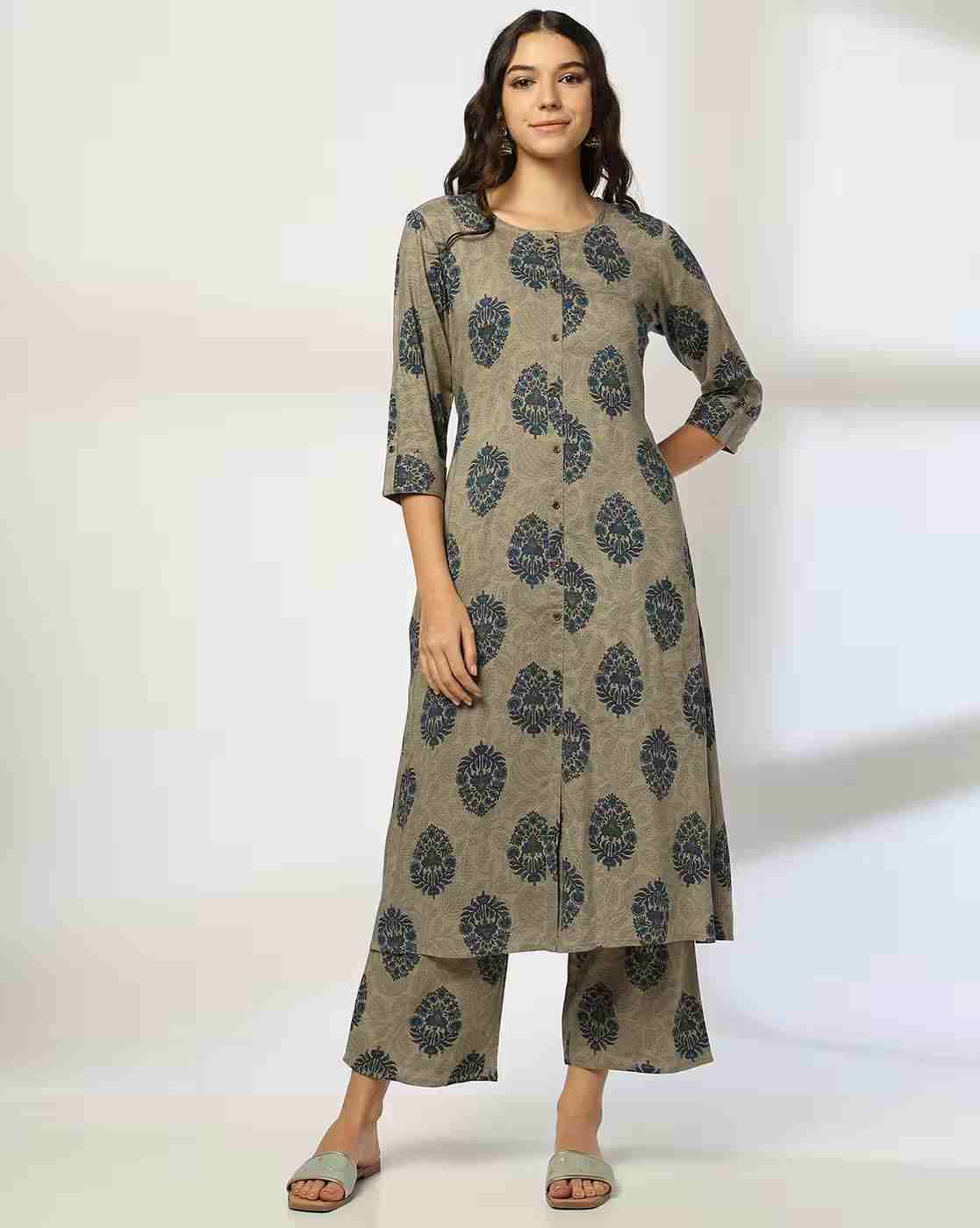 AVAASA MIX N' MATCH | Women Floral Print Straight Kurta Set|0
