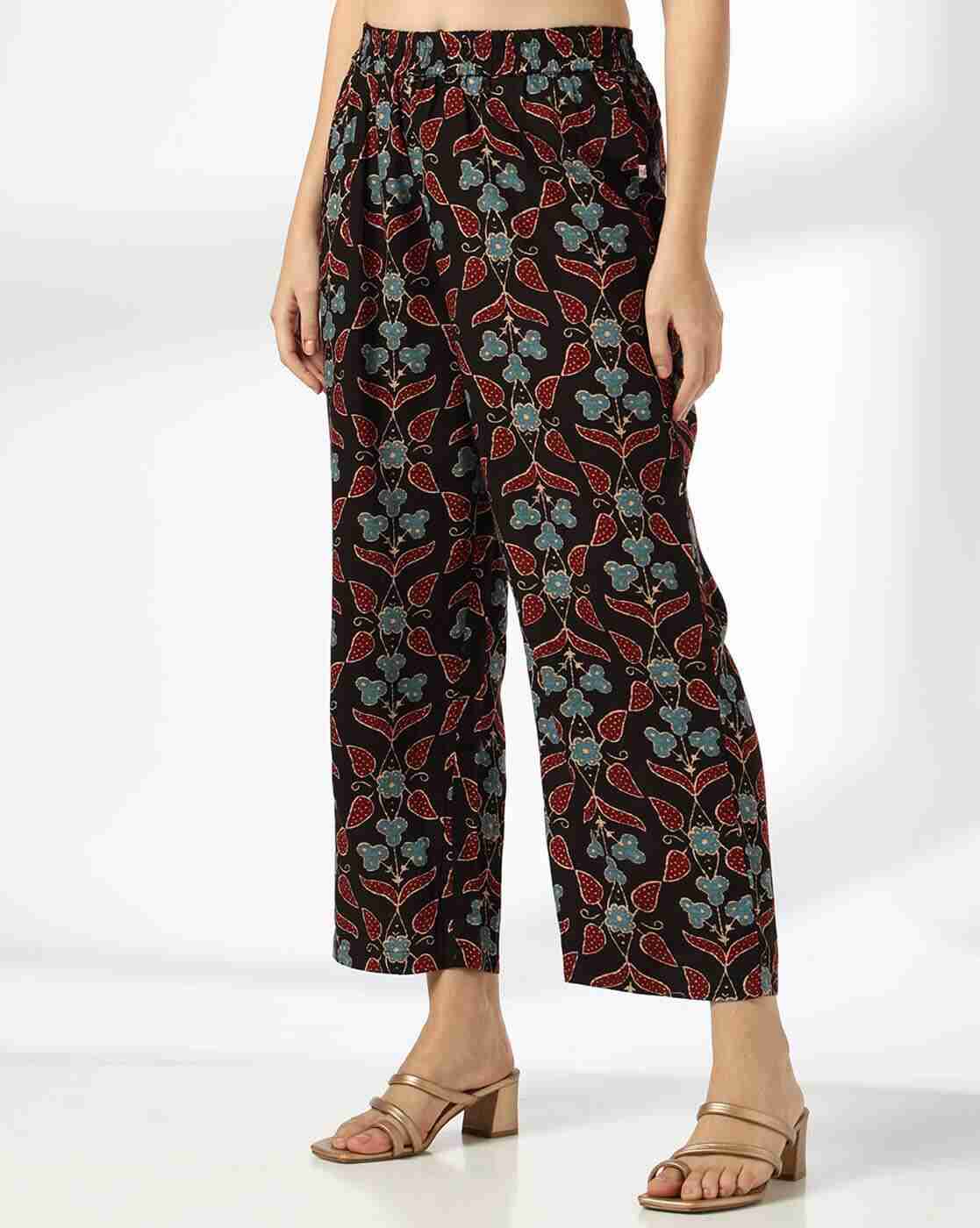AVAASA MIX N' MATCH | Women Floral Print Relaxed Fit Pleated Pants|0