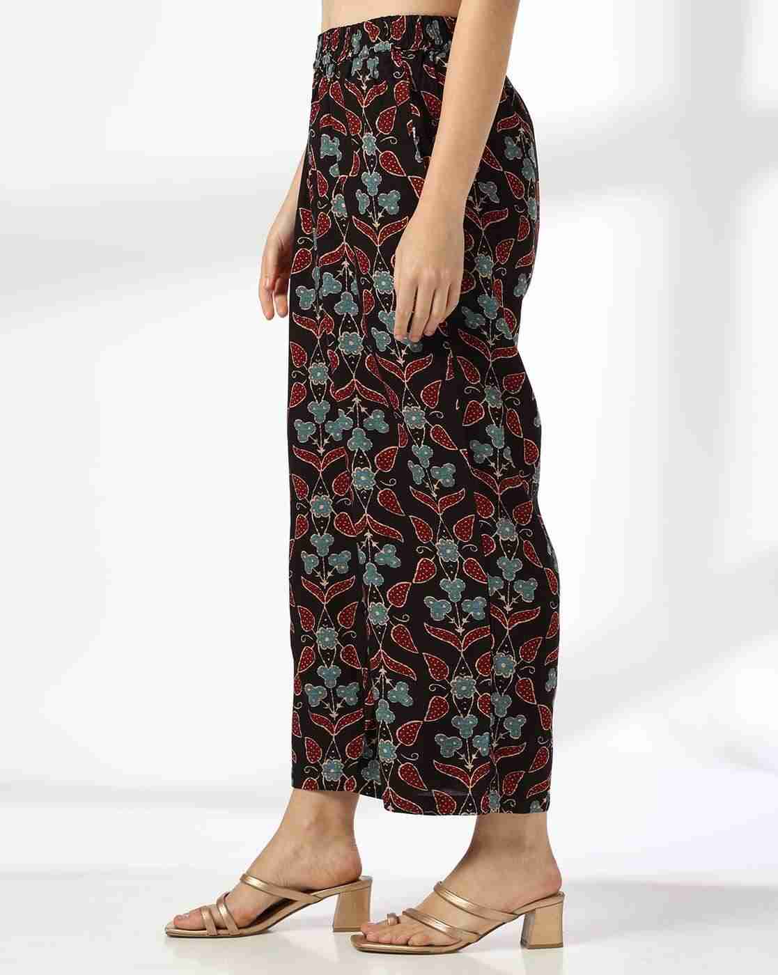 AVAASA MIX N' MATCH | Women Floral Print Relaxed Fit Pleated Pants|1