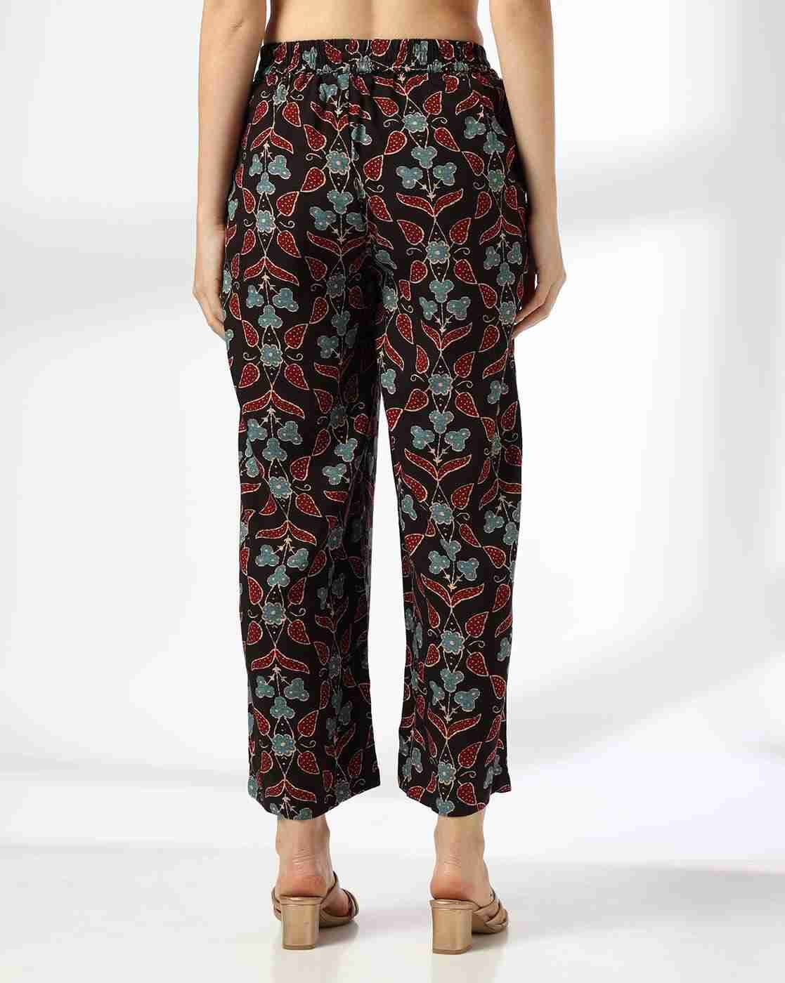 AVAASA MIX N' MATCH | Women Floral Print Relaxed Fit Pleated Pants|2