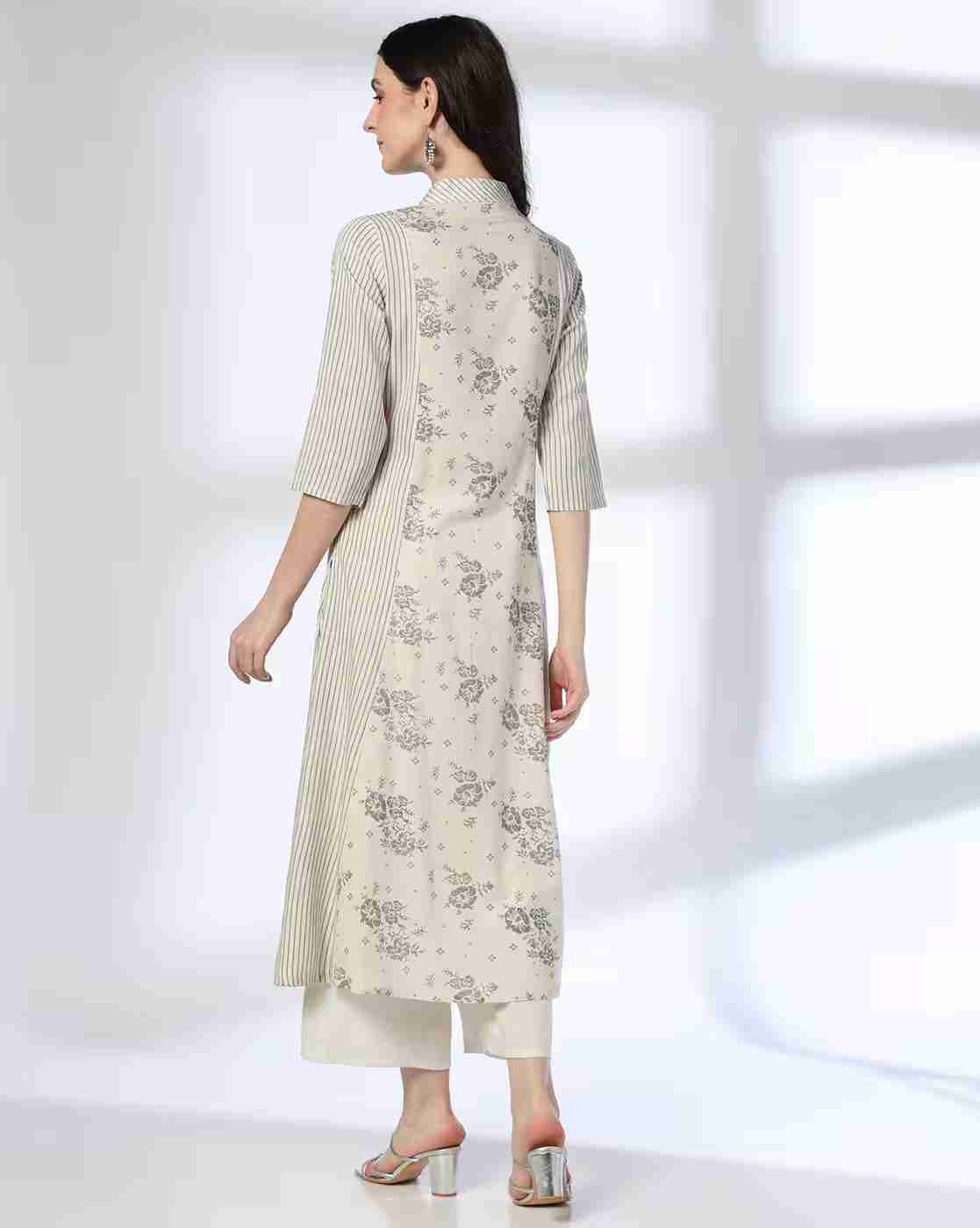 AVAASA MIX N' MATCH | Women Floral Print A-Line Kurta|2