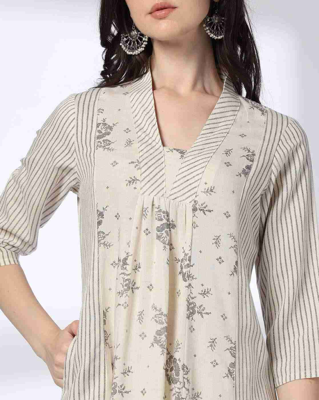 AVAASA MIX N' MATCH | Women Floral Print A-Line Kurta|3