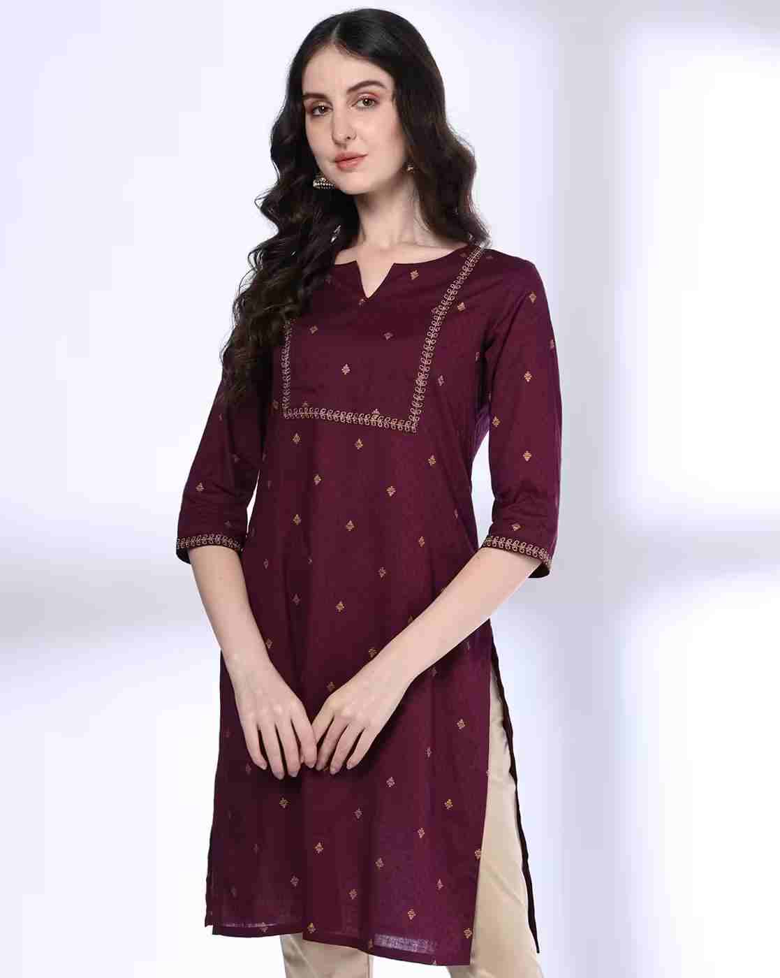 AVAASA MIX N' MATCH | Women Floral Foil Print Straight Kurta|0
