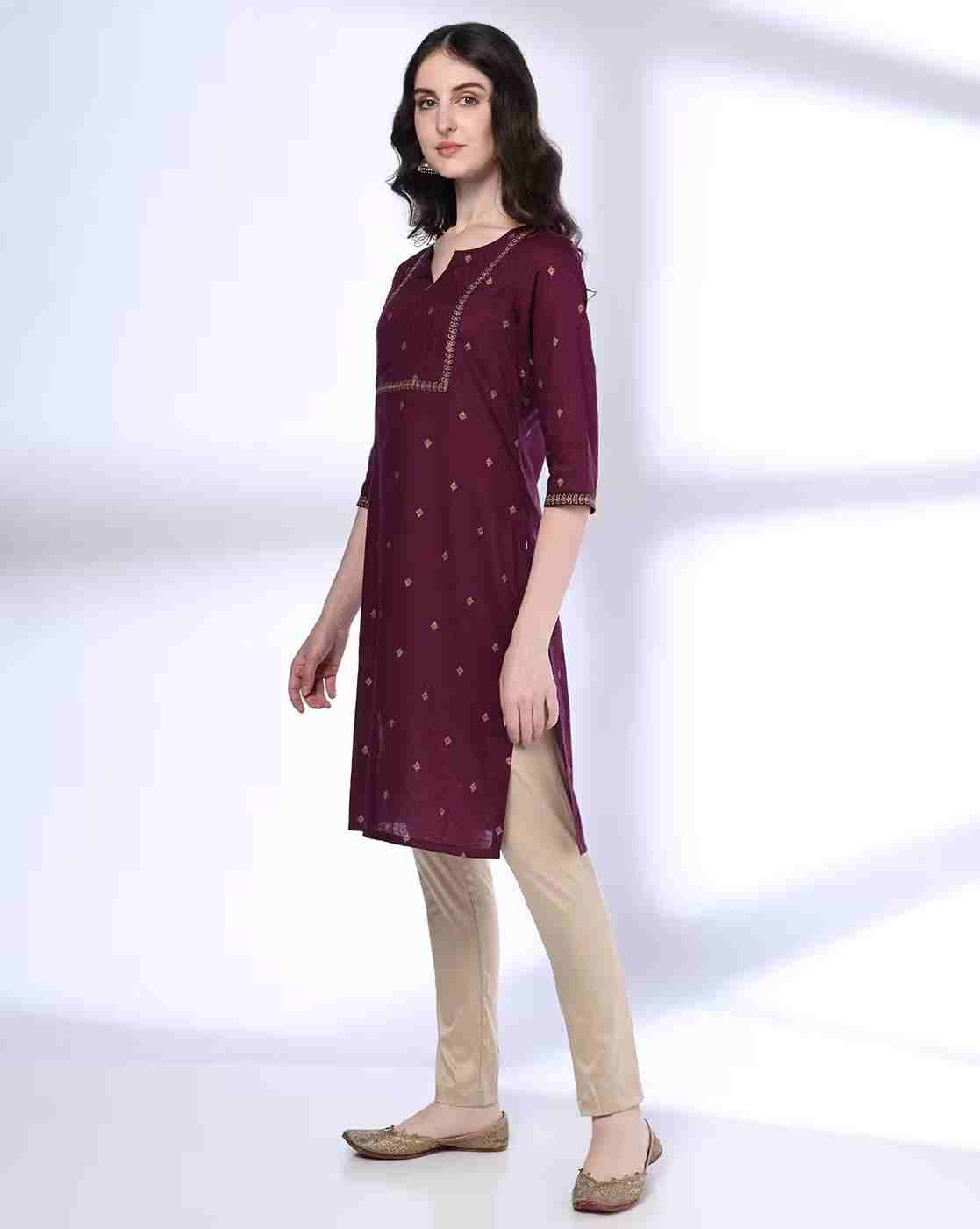 AVAASA MIX N' MATCH | Women Floral Foil Print Straight Kurta|1