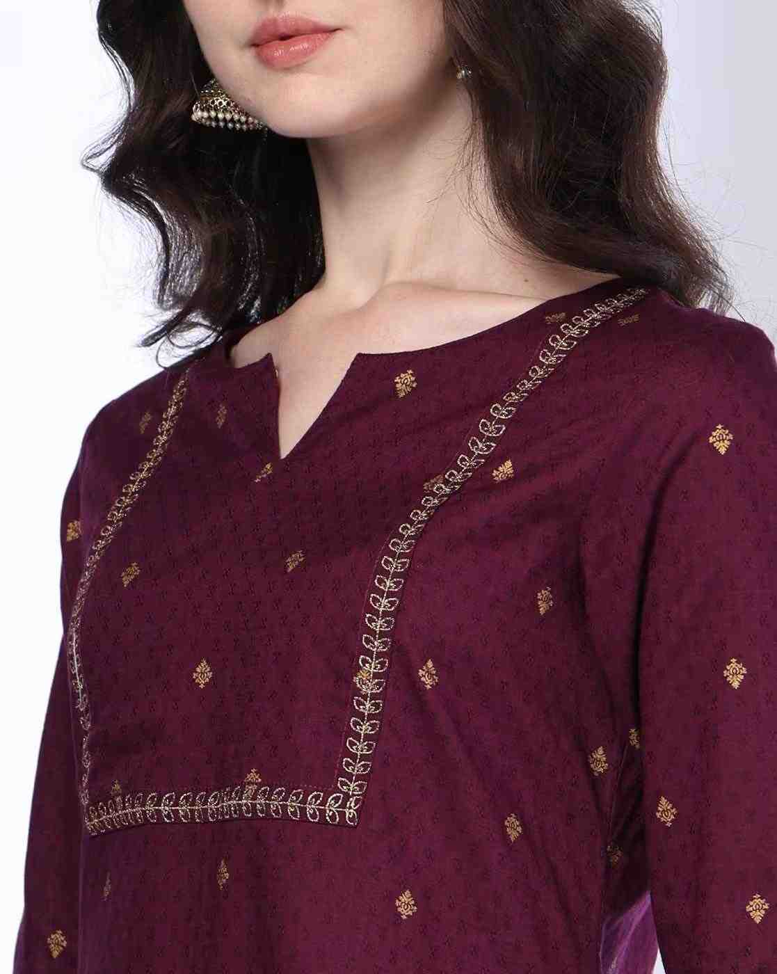 AVAASA MIX N' MATCH | Women Floral Foil Print Straight Kurta|3