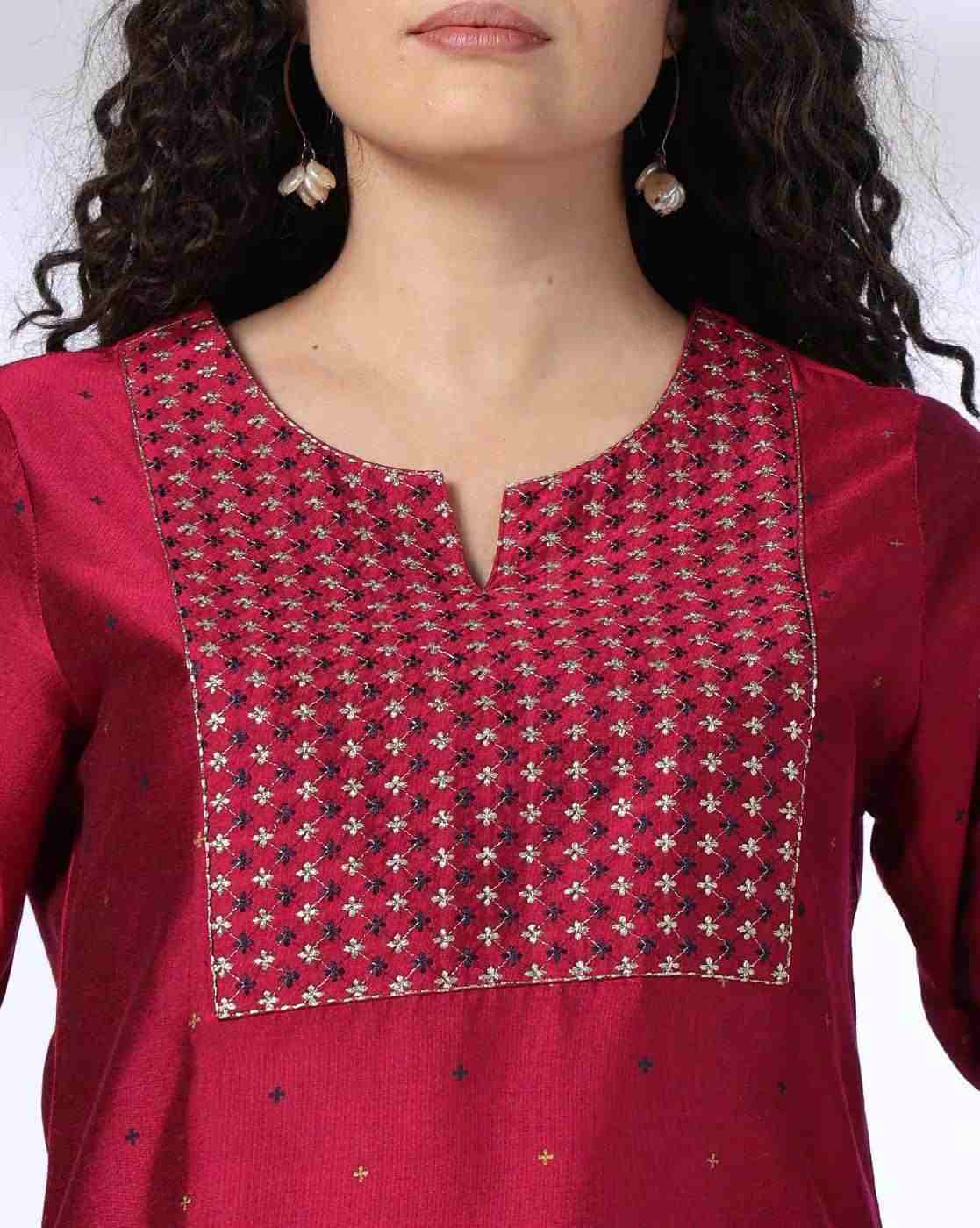 AVAASA MIX N' MATCH | Women Micro Print Straight Kurta with Embroidery|3