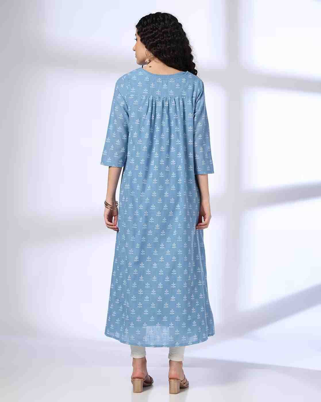 AVAASA MIX N' MATCH | Women Leaf Print Layered A-Line Kurta|2