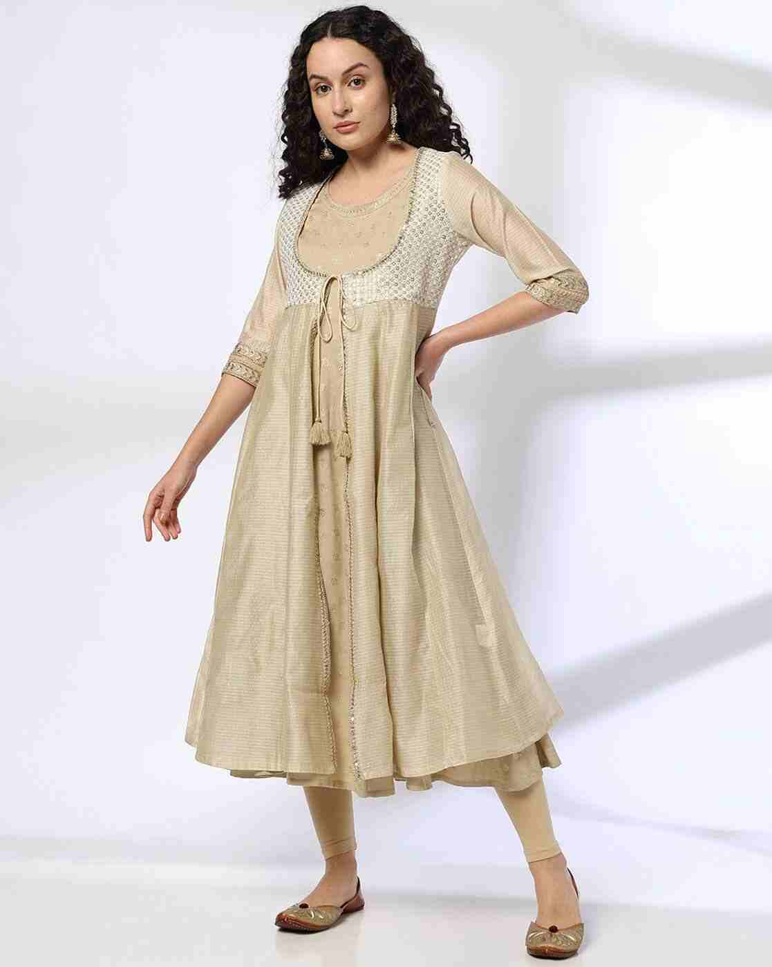 AVAASA MIX N' MATCH | Women Embellished Flared Kurta|0